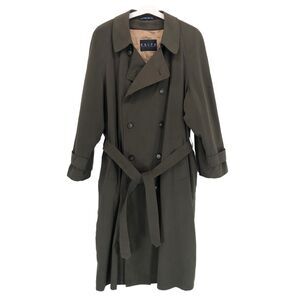 Ralph Ralph Lauren Mens Trench Coat 46 R Wool Blnd Removable Zip Out Liner Green